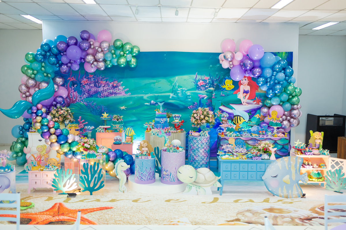 Buffet Zappteen Bauru, fotografia infantil bauru, fotógrafo infantil bauru, decoração fundo do mar, decoração a pequena sereia