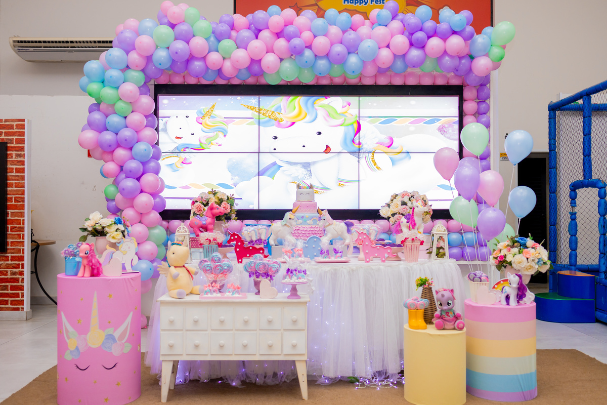 Buffet Pipoca 2, fotógrafo infantil bauru, fotógrafo de familia em bauru, joão bueno fotografia, festa infantil bauru, festa tema unicórnio, vestido de unicórnio, poses para ensaio infantil