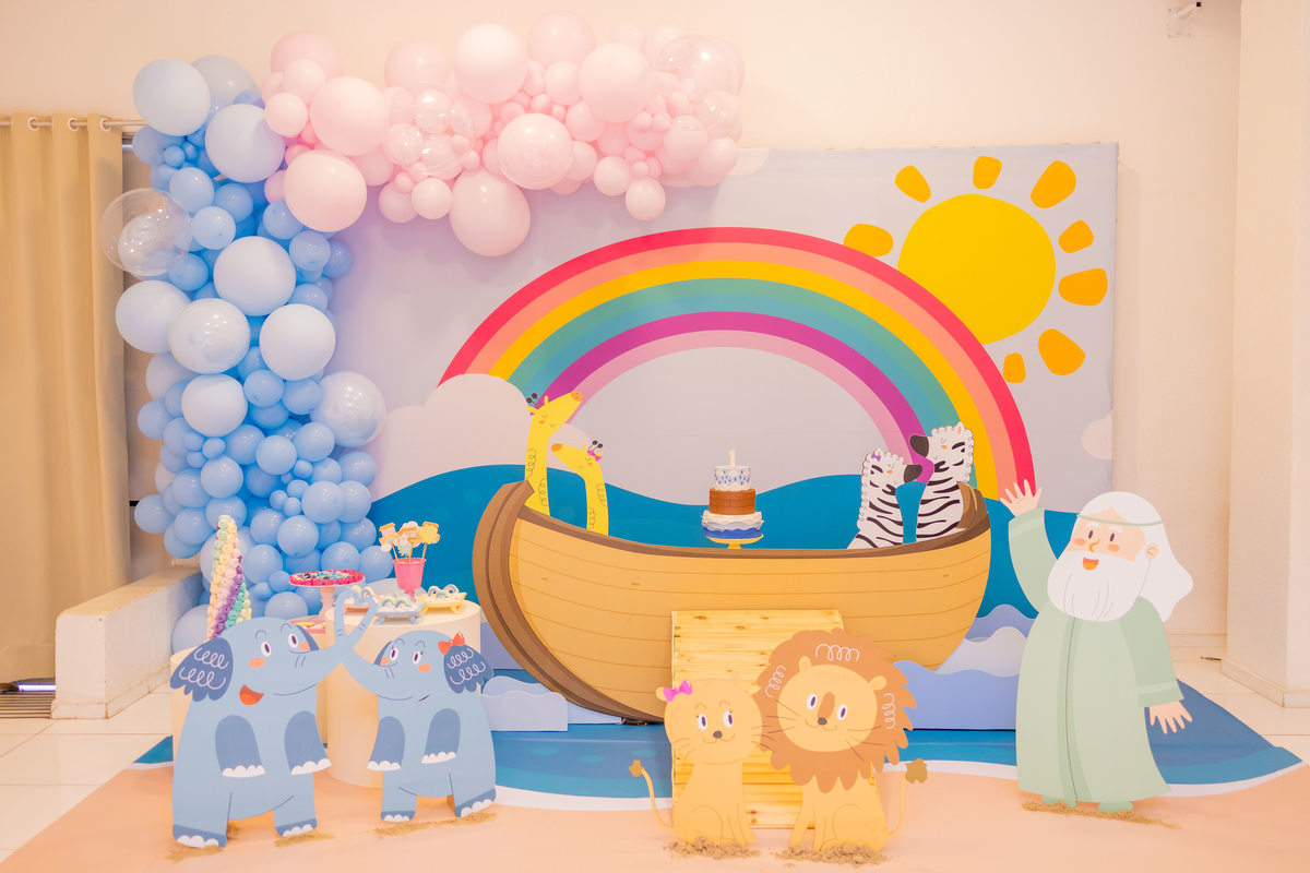 aniversário infantil evangélico, aniversário infantil tema arca de noé, decoração Arca de Noé, buffet kolore bauru, fotografo infantil em bauru