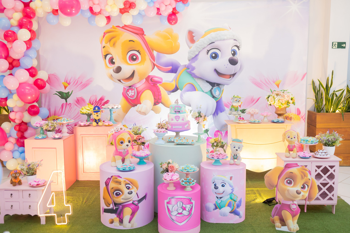 aniversario infantil bauru, decoração patrulha canina rosa, buffet zappteen bauru, fotografo bauru, fotografo festa infantil em bauru