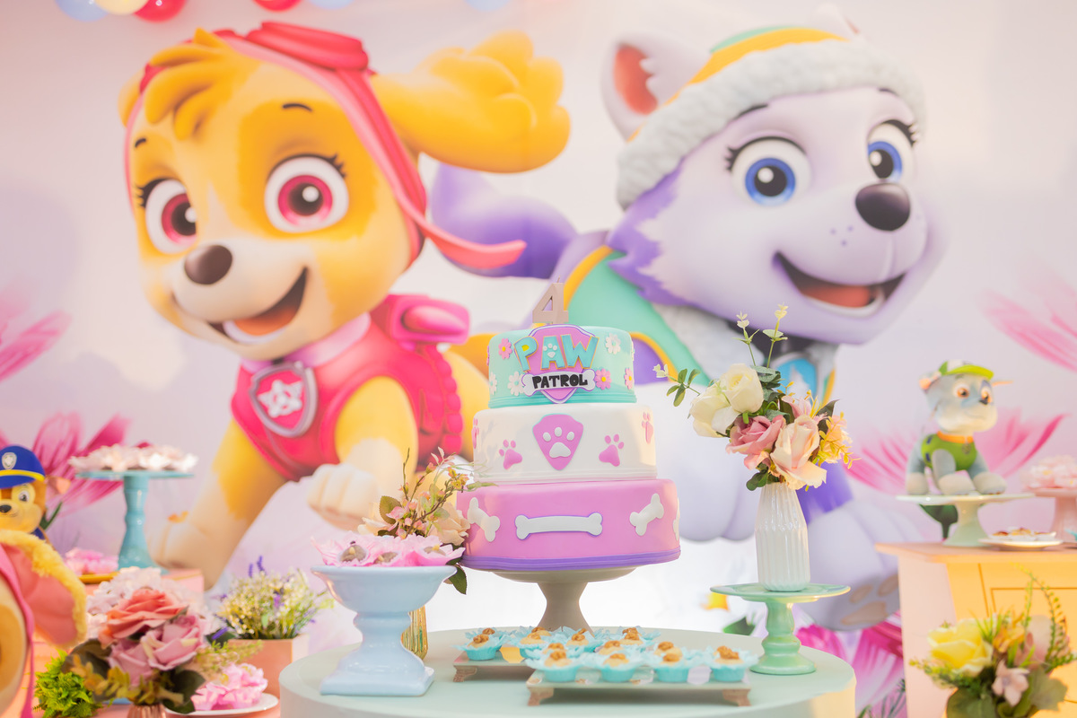 aniversario infantil bauru, decoração patrulha canina rosa, buffet zappteen bauru, fotografo bauru, fotografo festa infantil em bauru
