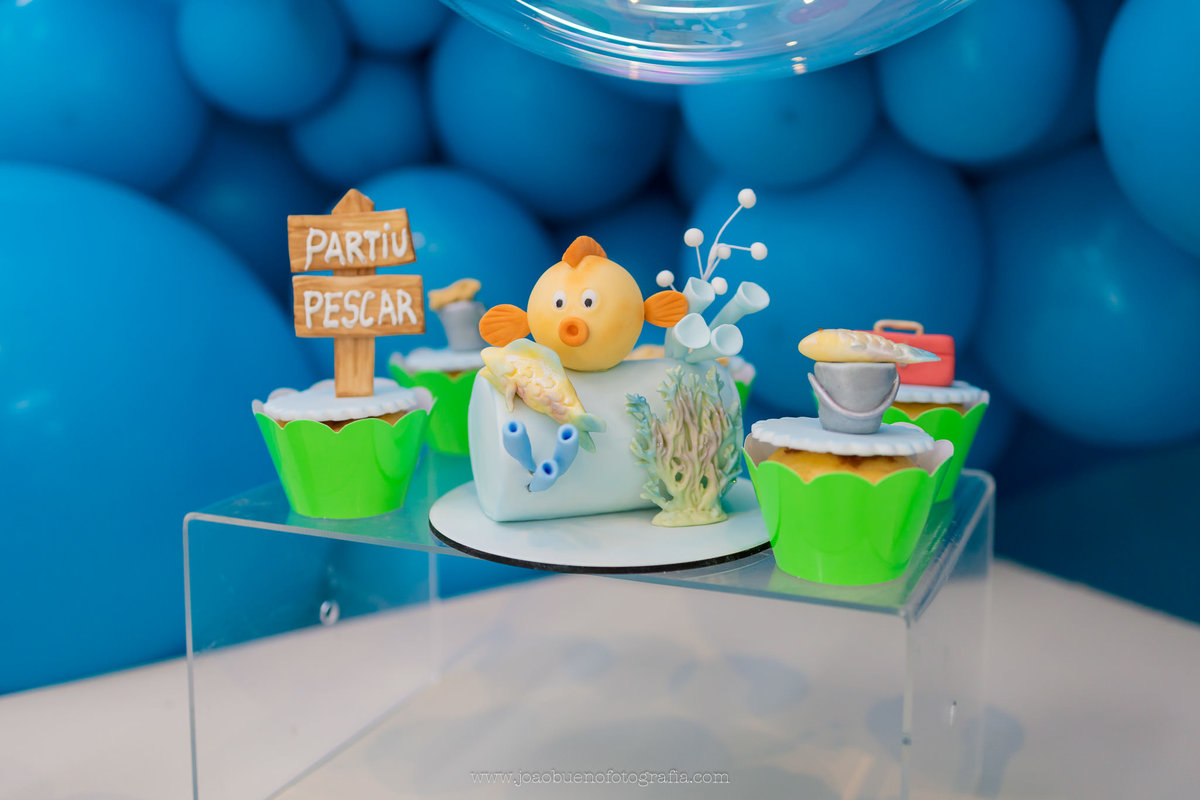 aniversário infantil tema pesca, aniversário tema pescador, decoradora em bauru, fotografo infantil em bauru, buffet zappteen, doces personalizados tema pescador