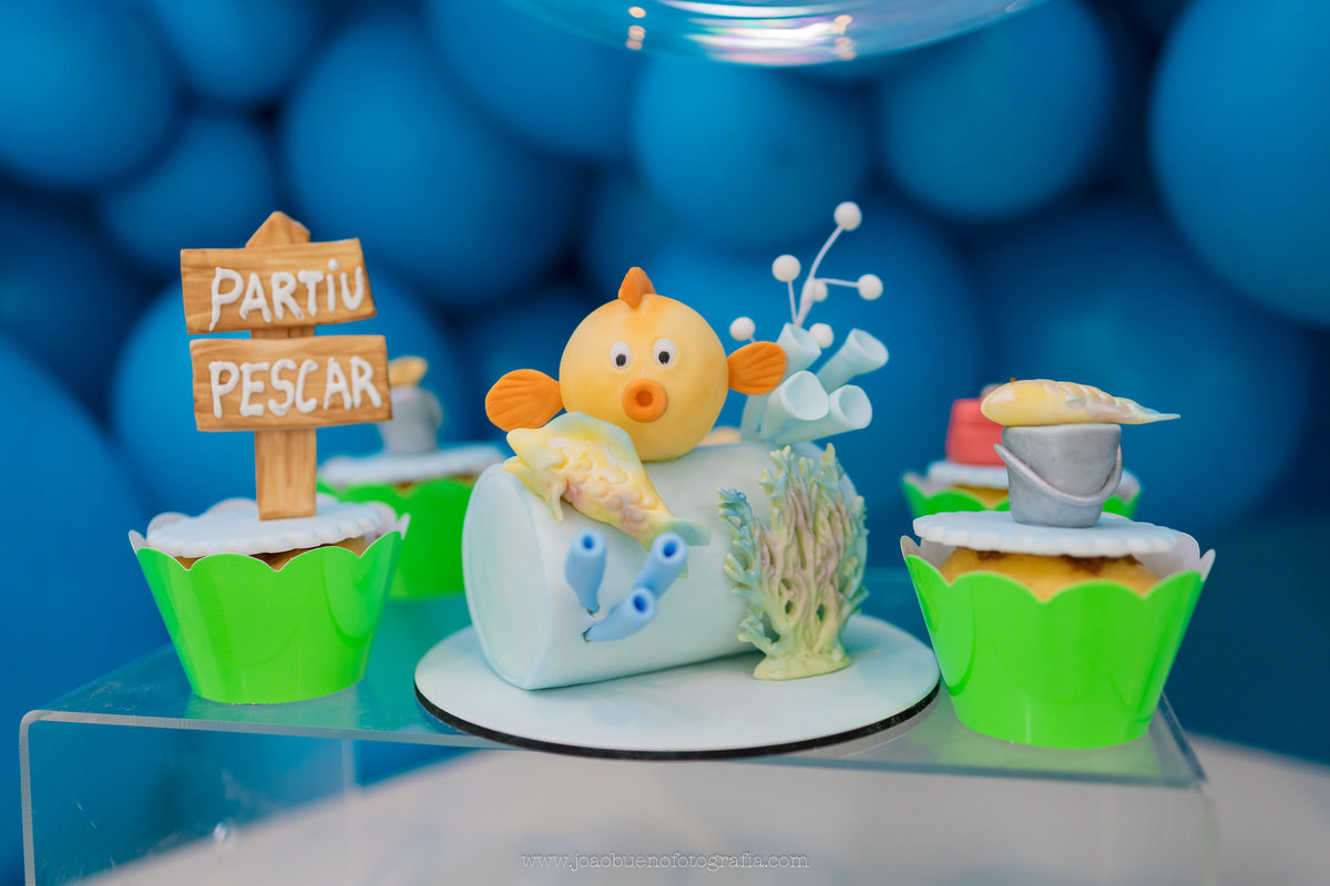 aniversário infantil tema pesca, aniversário tema pescador, decoradora em bauru, fotografo infantil em bauru, buffet zappteen, doces personalizados tema pescador