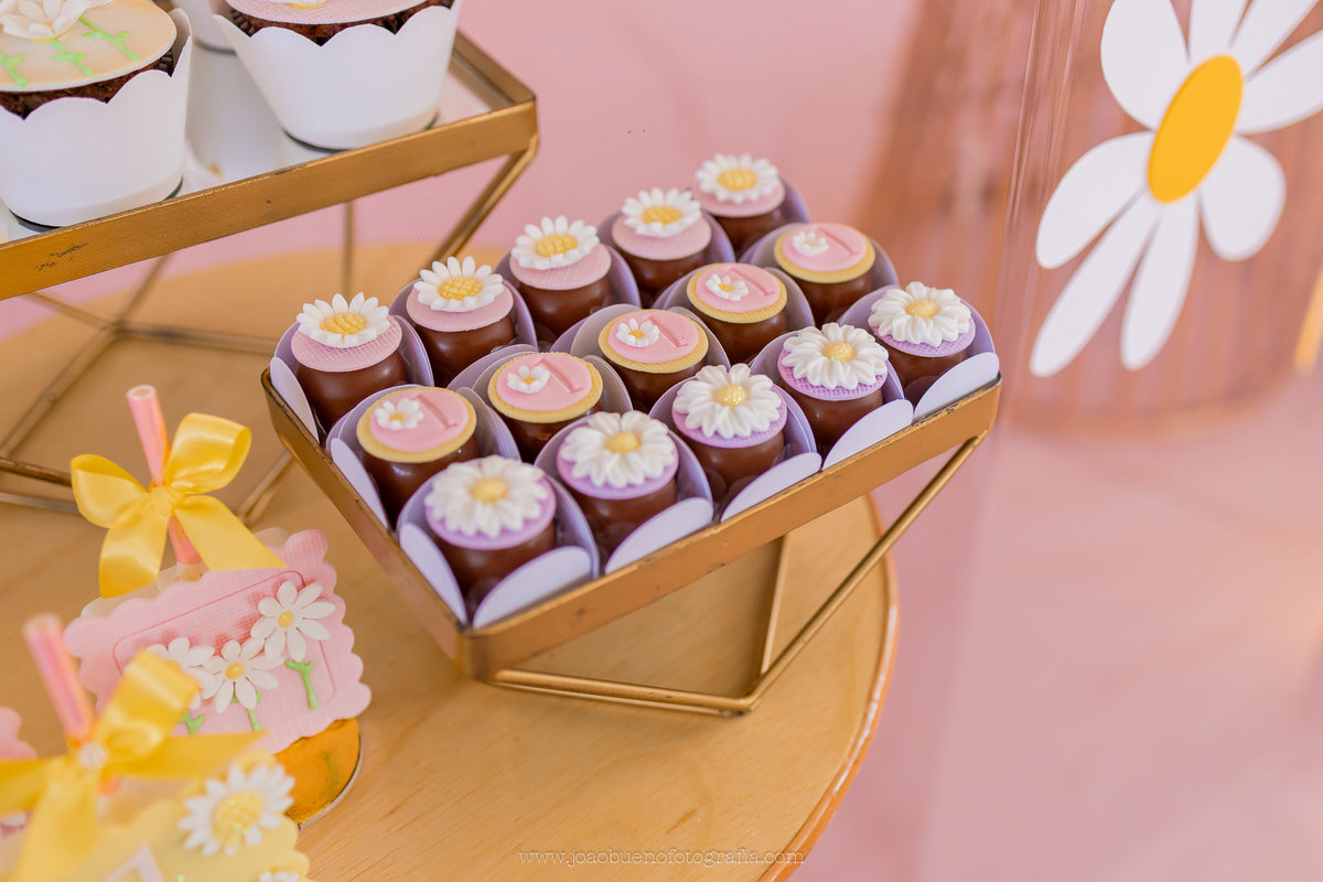 aniversário infantil em Bauru, aniversário infantil, fotografo em bauru, aniversário tema margaridas, doces personalizados tema margaridas