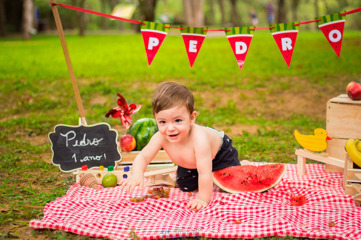 Ensaio Smash the fruit - decoração smash e pedro / nenê engatinhando em seu ensaio Smash the fruit bauru, jardim botanico bauru, ensaio infantil bauru, ensaio em família bauru, 