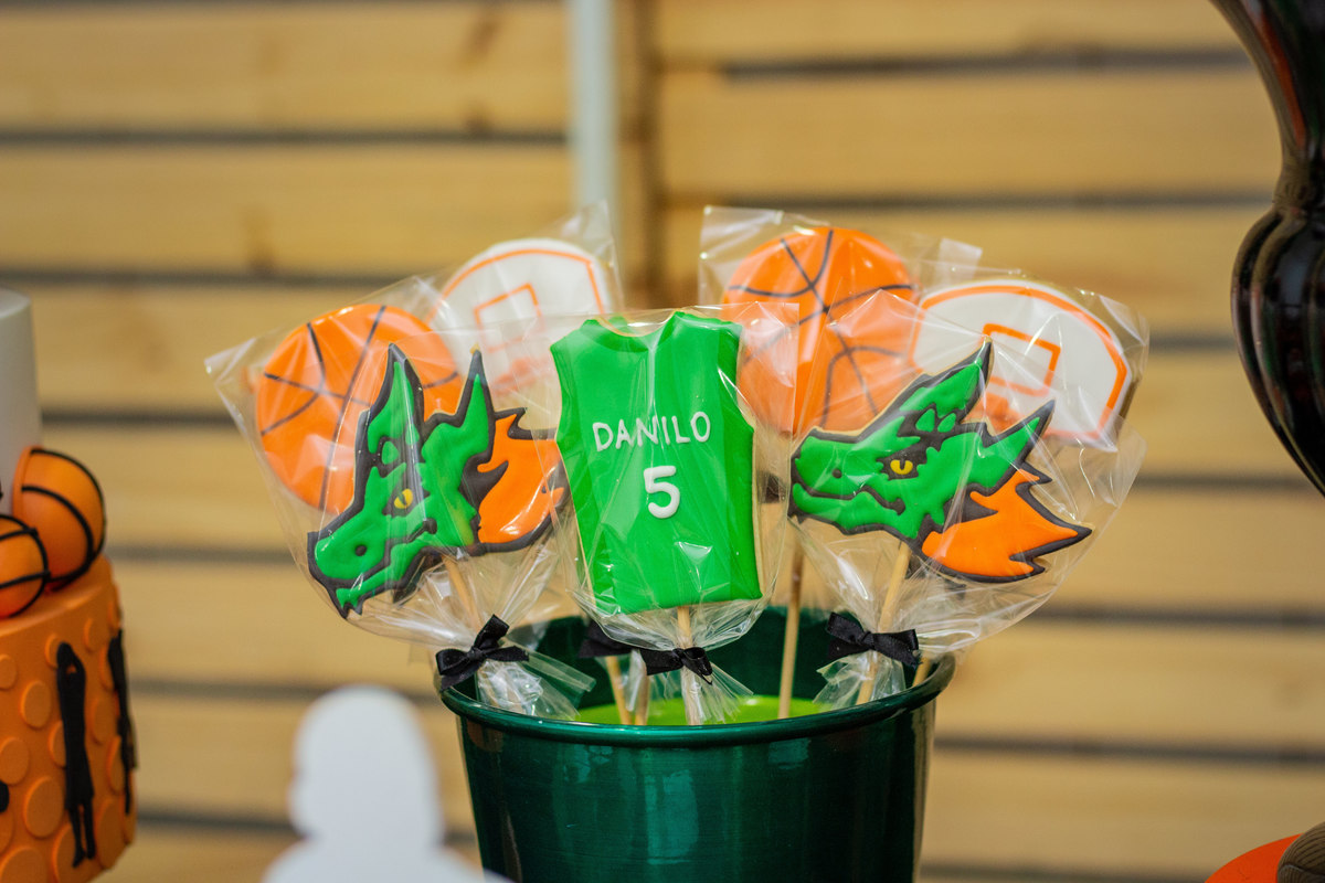 pirulito personalizado de bola de basquete