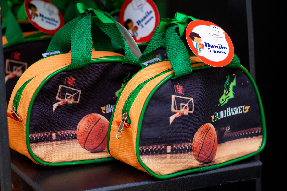 Lembrancinha personalizada de basquete, bolsa para jogador de basquete, bauru basket