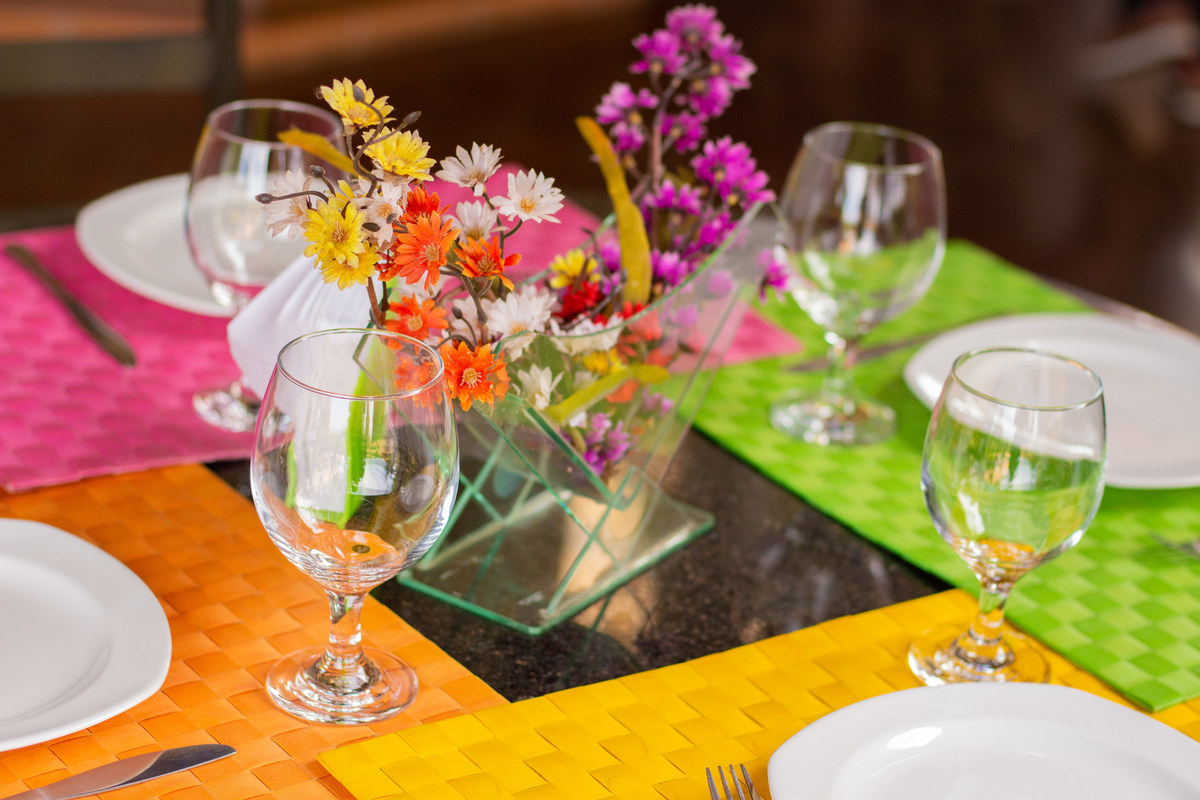 Decoração da mesa, almoço de batismo