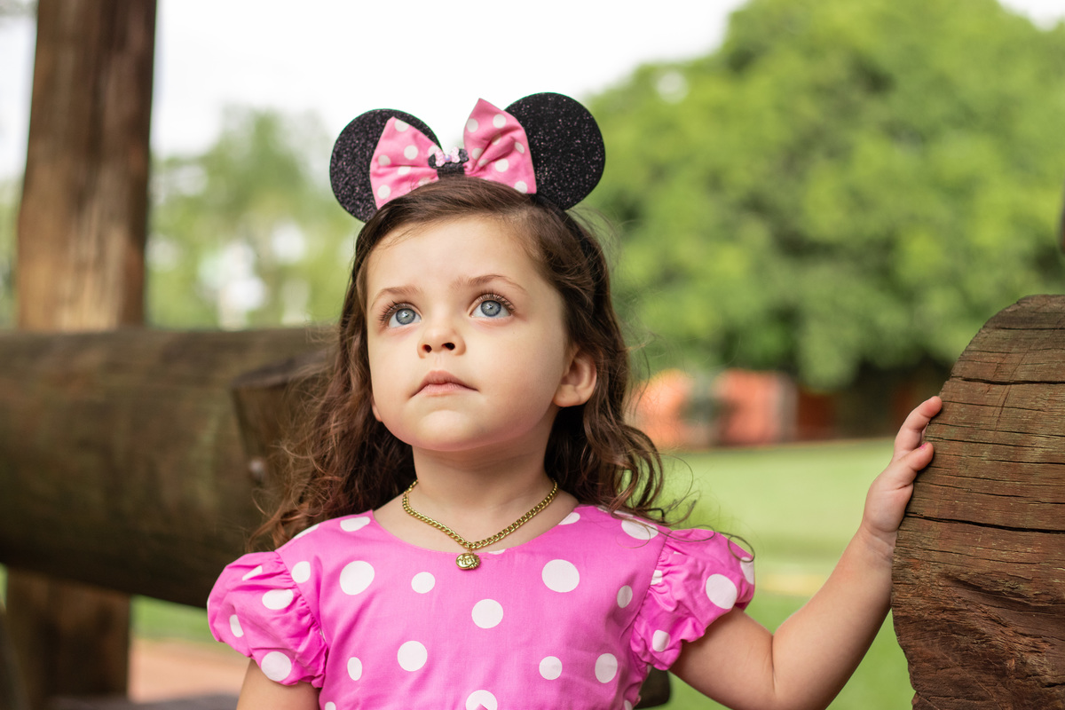 Jardim Botânico de Bauru, Ensaio infantil tema Minnie, criança posando para a foto