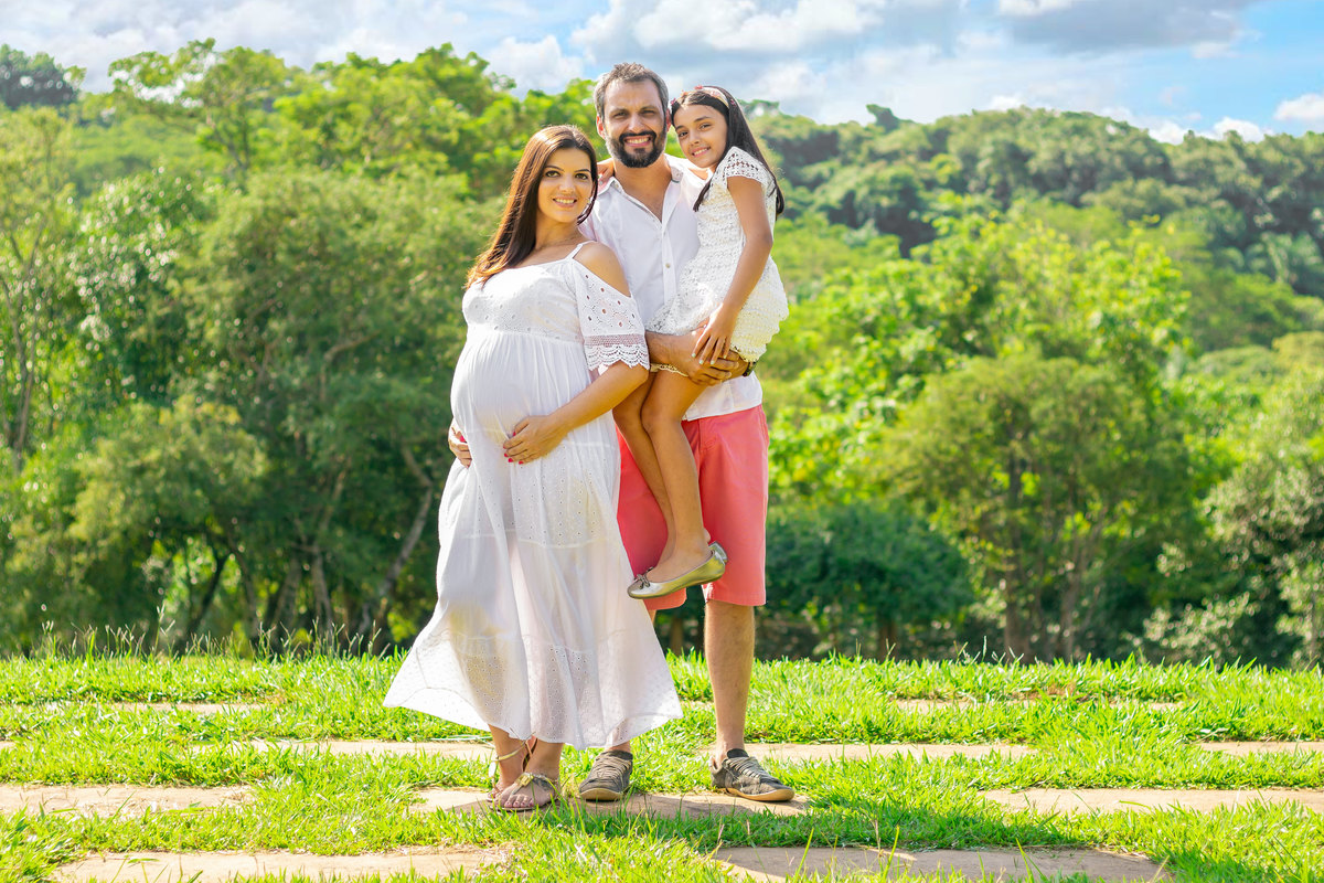 jardim botânico bauru, ensaio gestante, marido e filha
