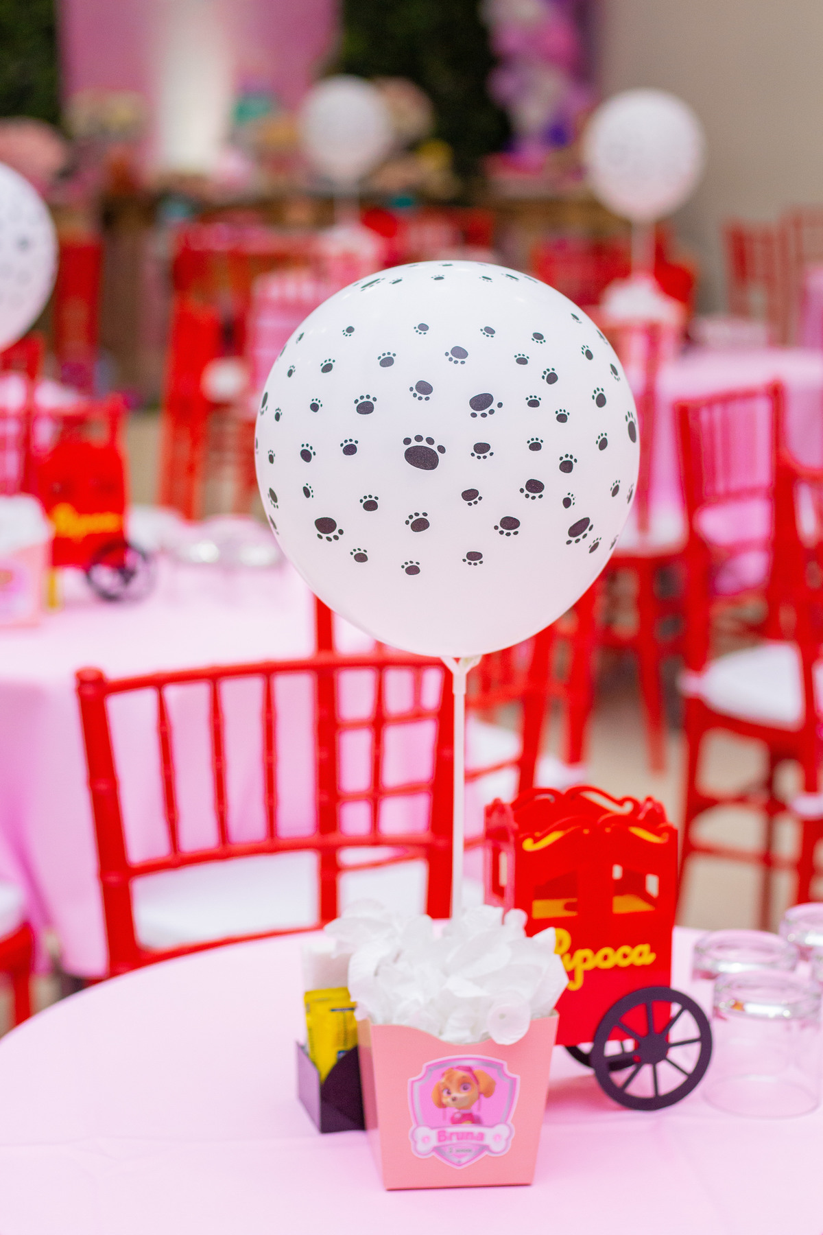 Buffet Pipoca Bauru, centro de mesa da patrulha canina