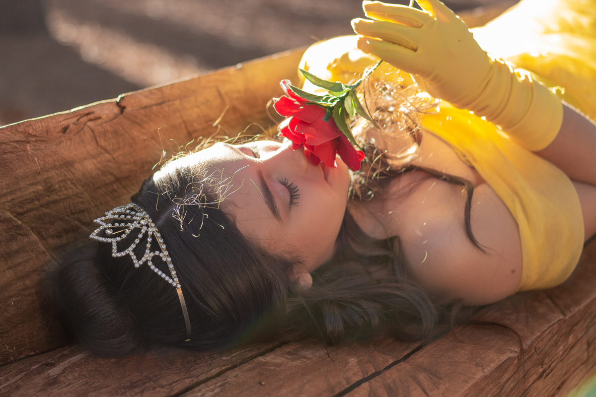 Horto florestal Bauru, rosa de a bela e a fera, ensaio temático a bela e a fera, ensaio externo, horto florestal bauru, poses para ensaio de menina