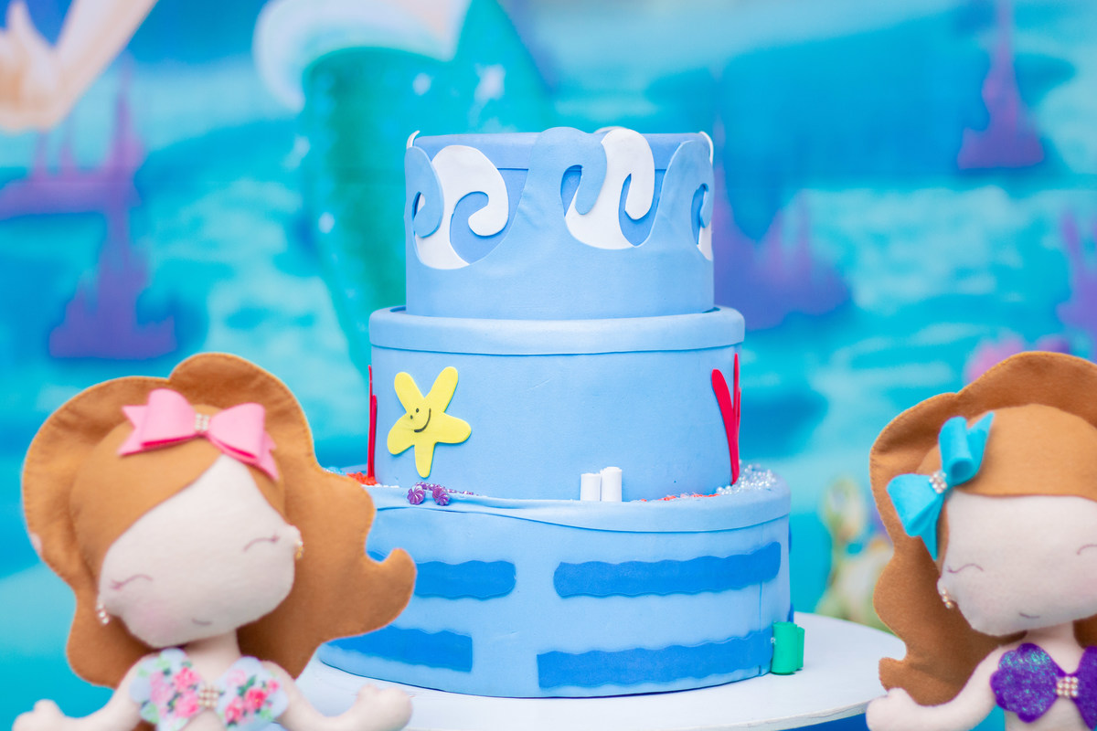 buffet biscoito bauru, buffet infantil bauru, aniversário infantil bauru, bolo fake a pequena sereia