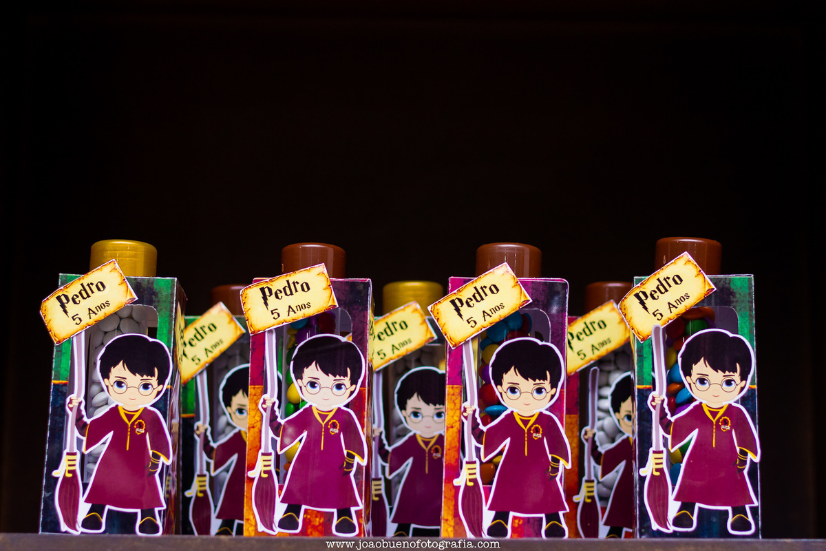 Buffet infantil Jardim das Festas, buffet infantil bauru, aniversário tema harry potter, tubetes personalizados harry potter