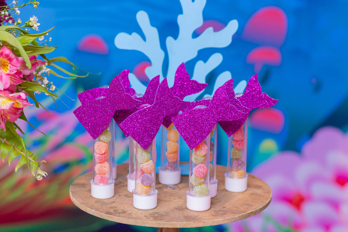 Buffet Que!baderna Bauru, fotógrafo aniversário infantil bauru, tubetes personalizados pequena sereia