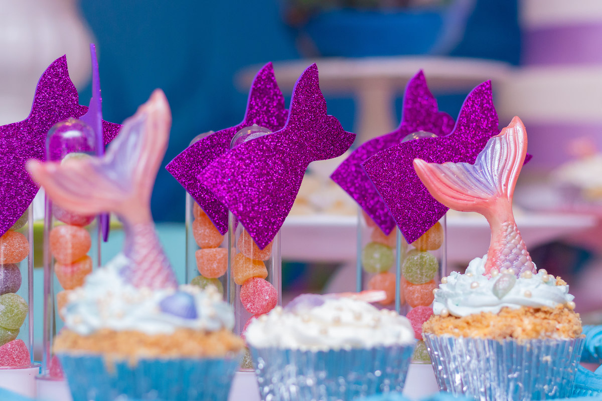 Buffet Que!baderna Bauru, fotógrafo aniversário infantil bauru, cupcake personalizado pequena sereia