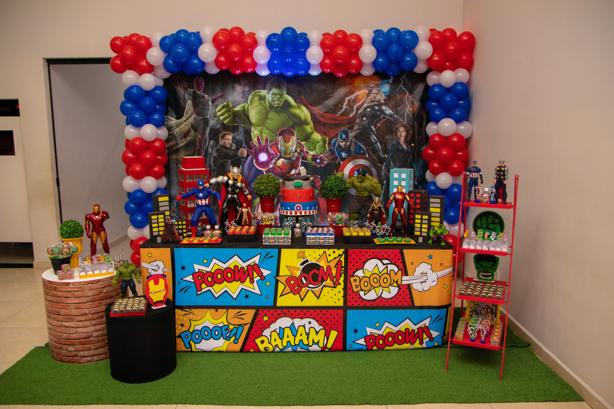 Buffet pipoca bauru, aniversário infantil em bauru, decoração vingadores