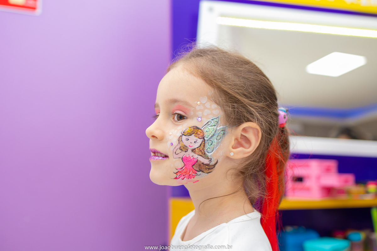 Buffet Zappteen em Bauru, decoração Os descendentes, fotógrafo em Bauru, João Bueno Fotografia, pintura facial de fada