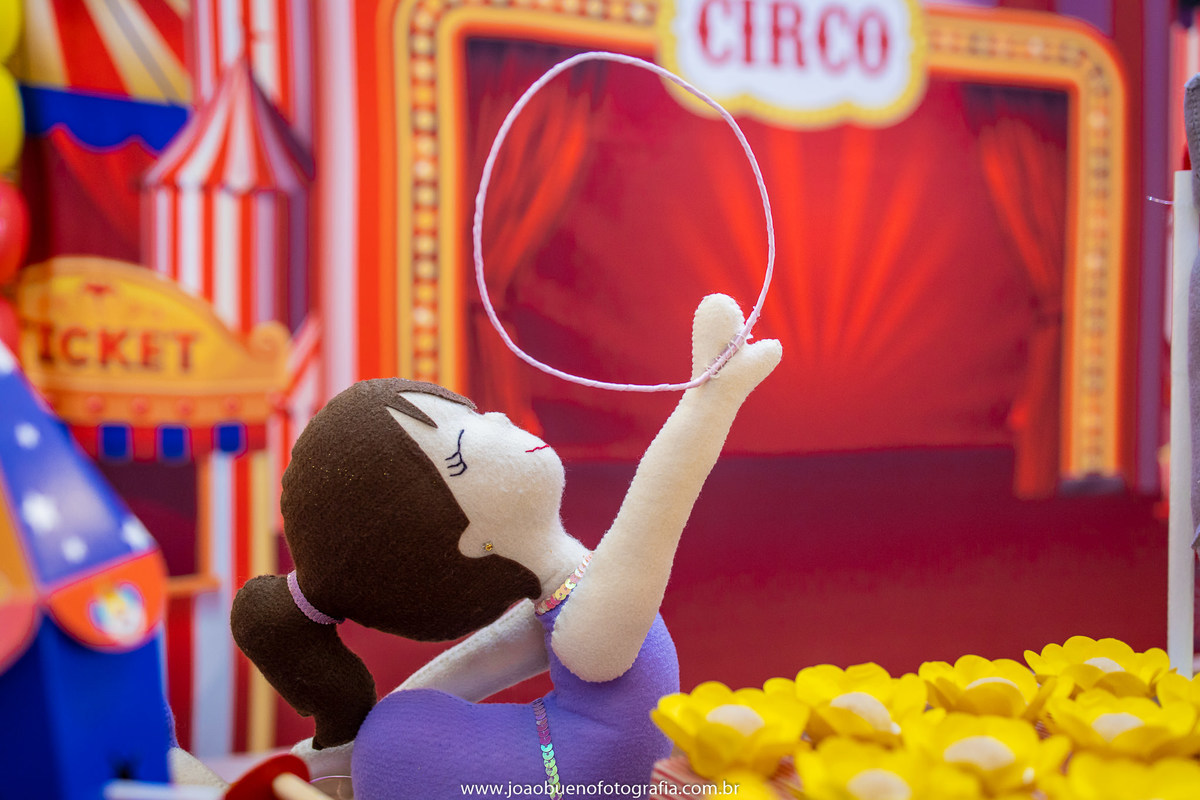 Looping buffet infantil em bauru, decoração circo. fotógrafo em bauru, joão bueno fotografia, boneca em feltro bailarina