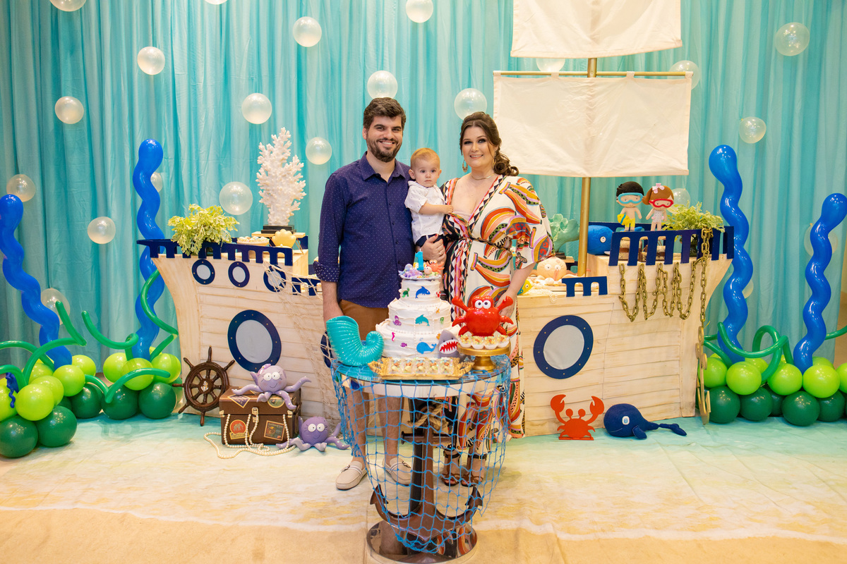decoração fundo do mar em bauru, mesa barco, mam eventos, fotografo para aniversário infantil, fotografo de crianças, foto com os pais