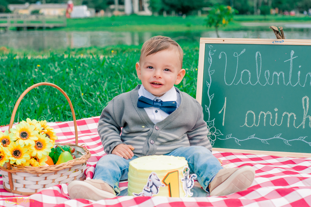 Ensaio Fotográfico Infantil de Smach The Cake no Lago Municipal de Arroio dos Ratos - Valentim