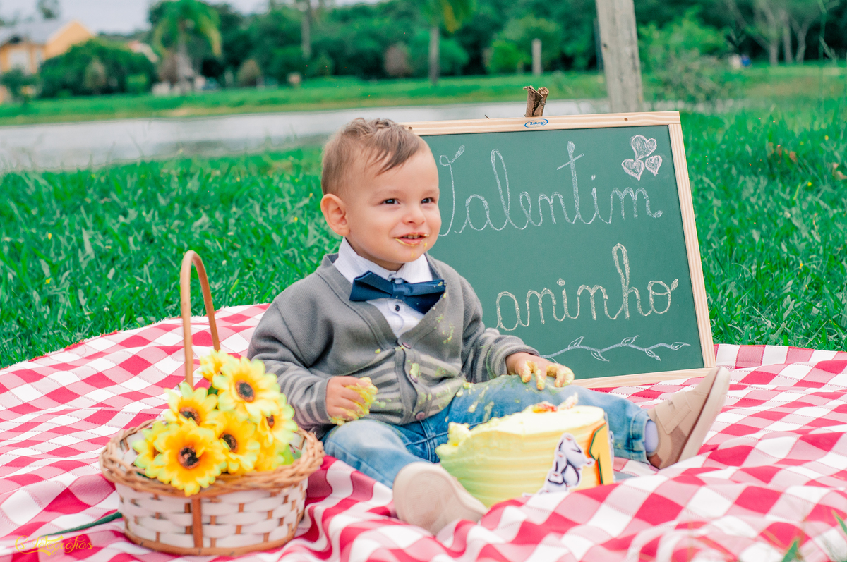 Ensaio Fotográfico Infantil de Smach The Cake no Lago Municipal de Arroio dos Ratos - Valentim