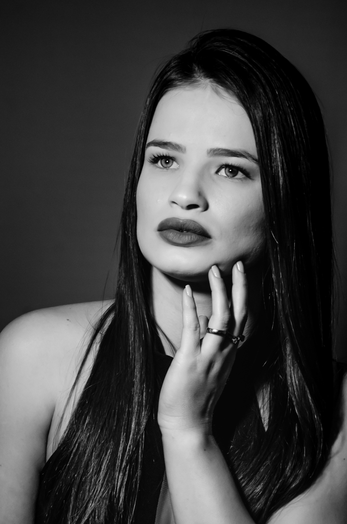 Retrato feminino preto e branco