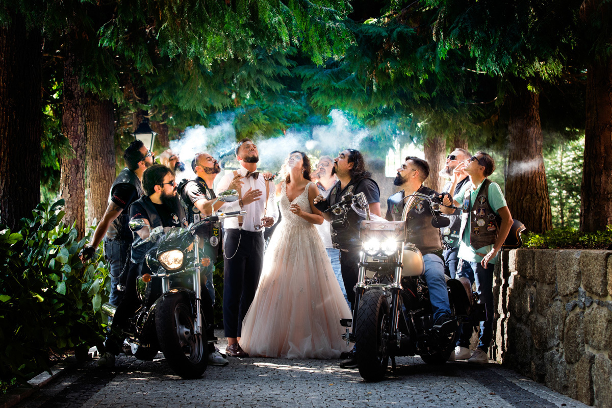 motards em casamento