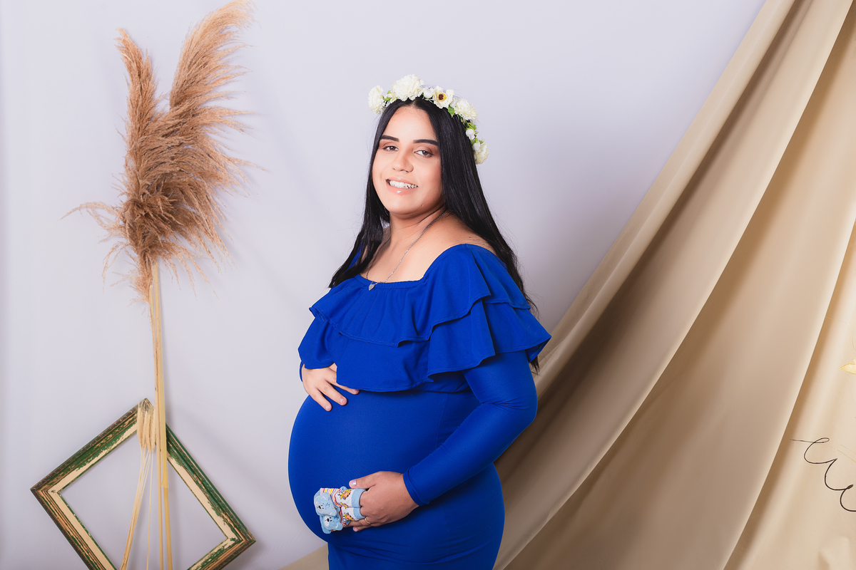 Ensaio de Gestante em Estúdio - Ensaio gestante - Gestante Andressa - Ensaio em Estúdio - Ensaio interno