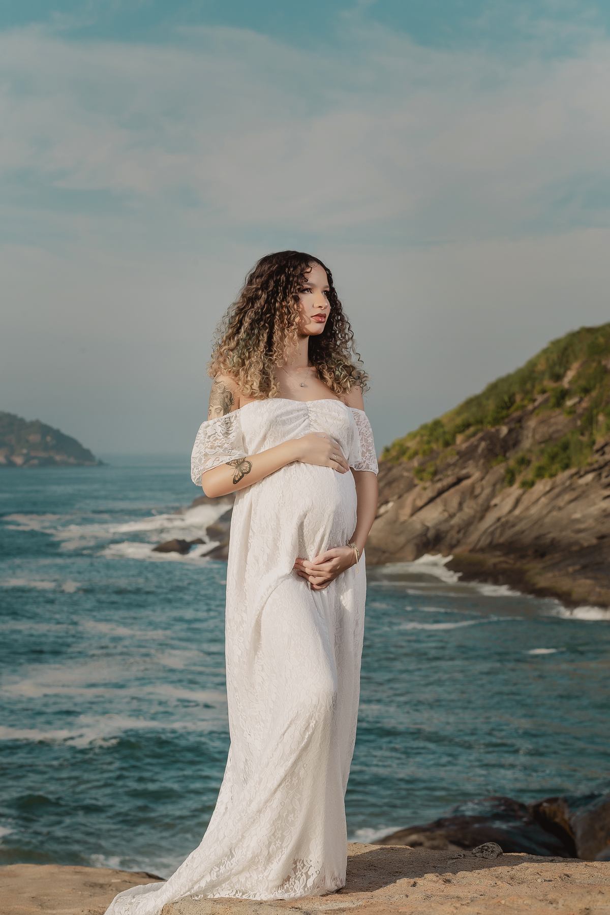 Ensaio de gestante Externo - Gestante Eduarda - Praia de Grumari