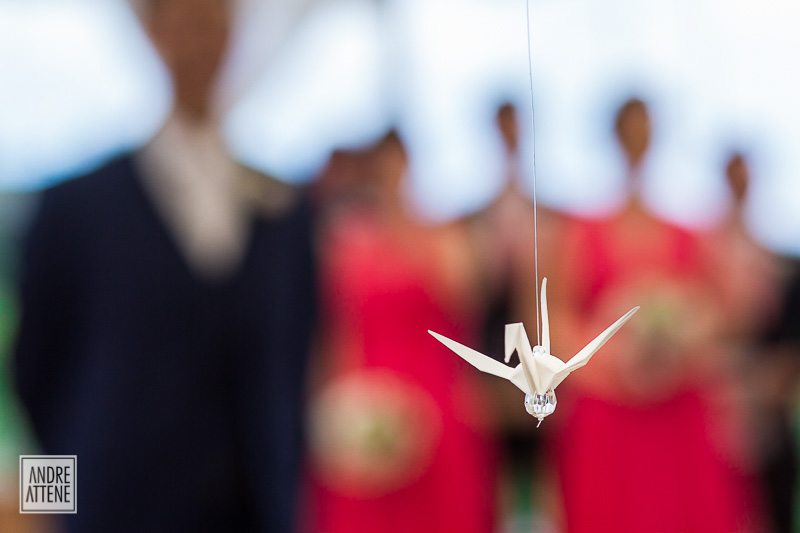 tsuru feito pela própria noiva para decorar seu casamento