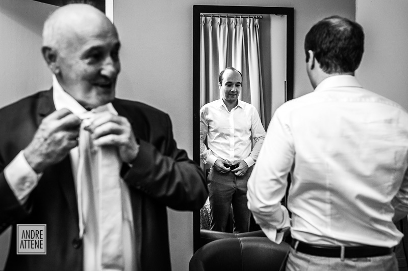 making of do noivo Thiago que se prepara com sua pai para o casamento