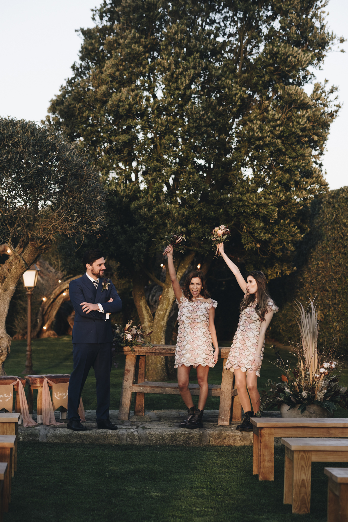 noivo e damas de honor