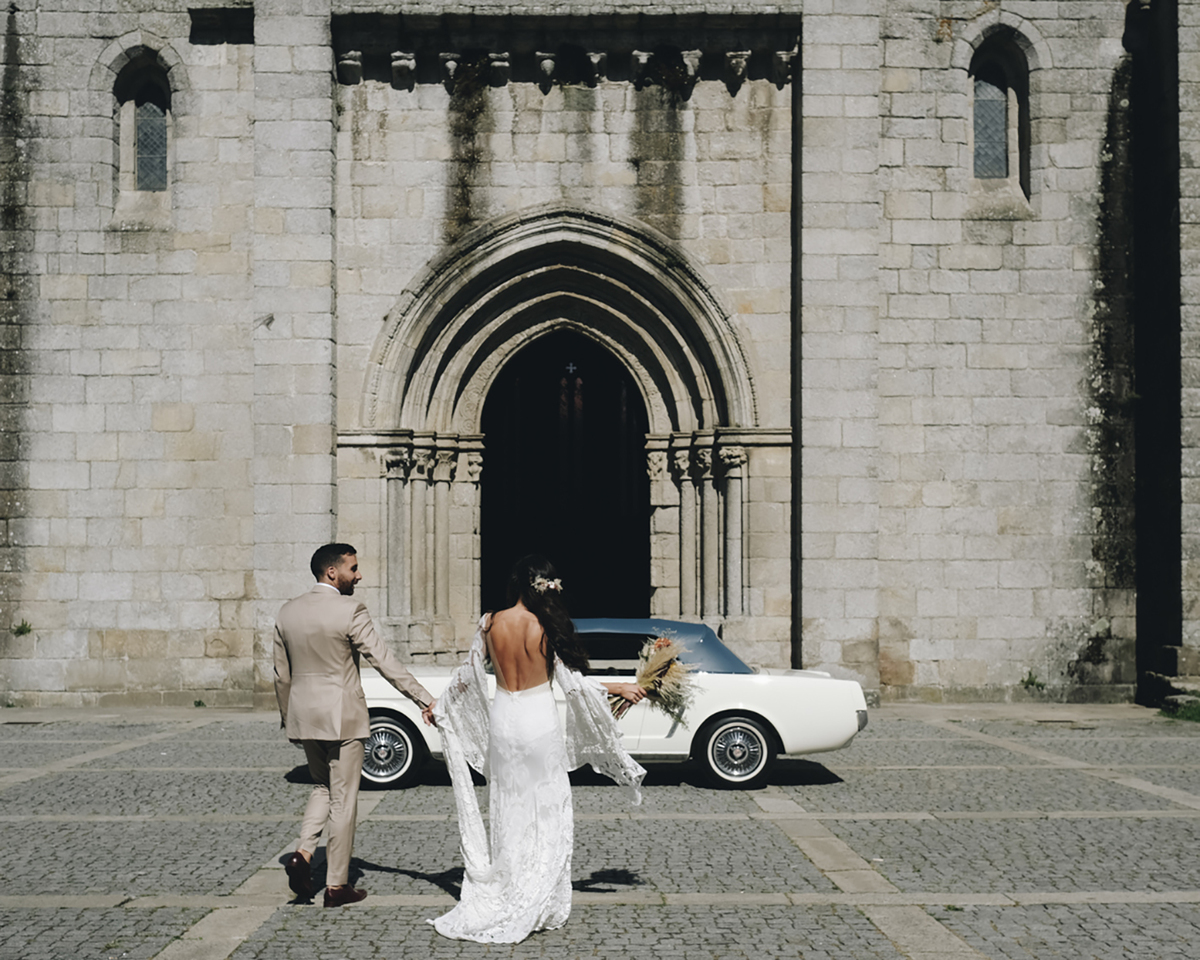 cerimónia de casamento no Mosteiro de Leça de Balio, Portugal