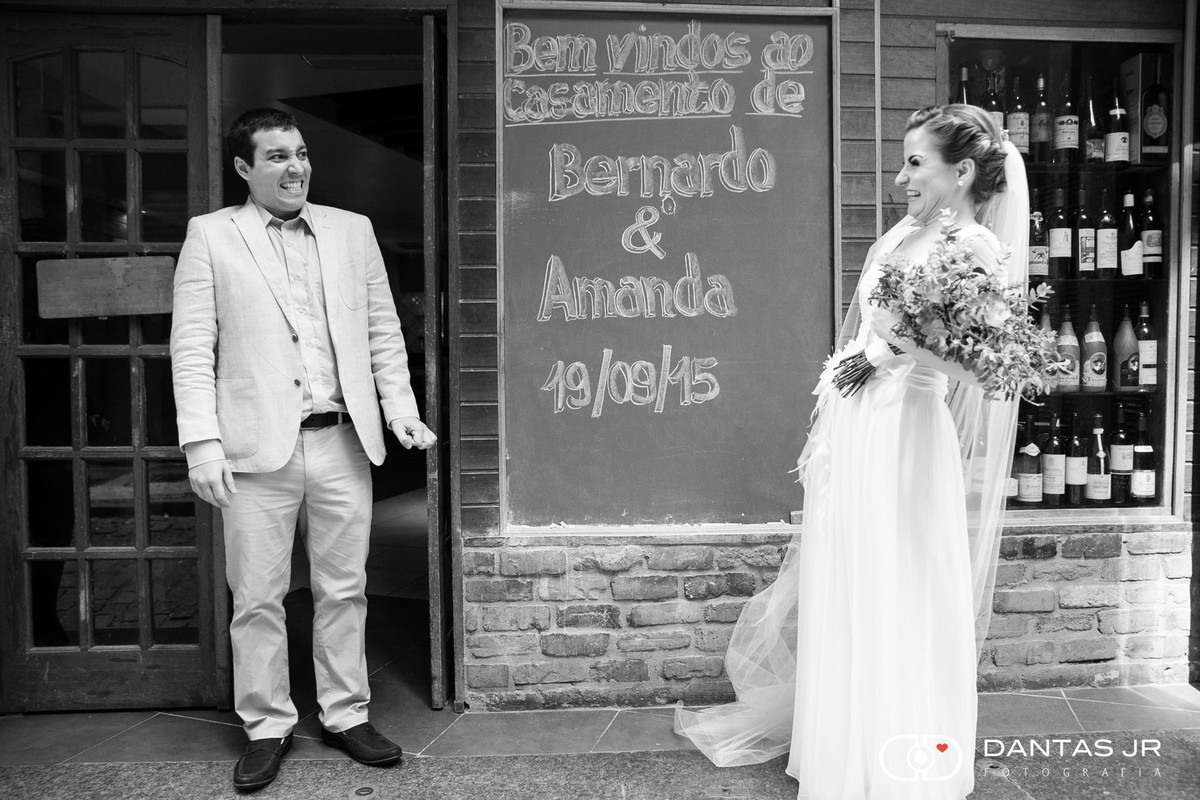 ensaio first look de noivos antes da cerimônia de casamento