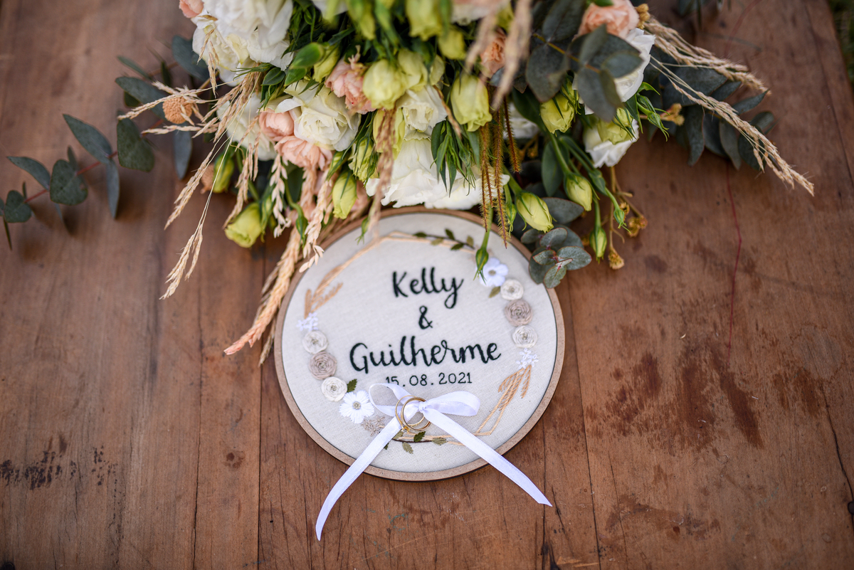 bastidor para casamento bordado