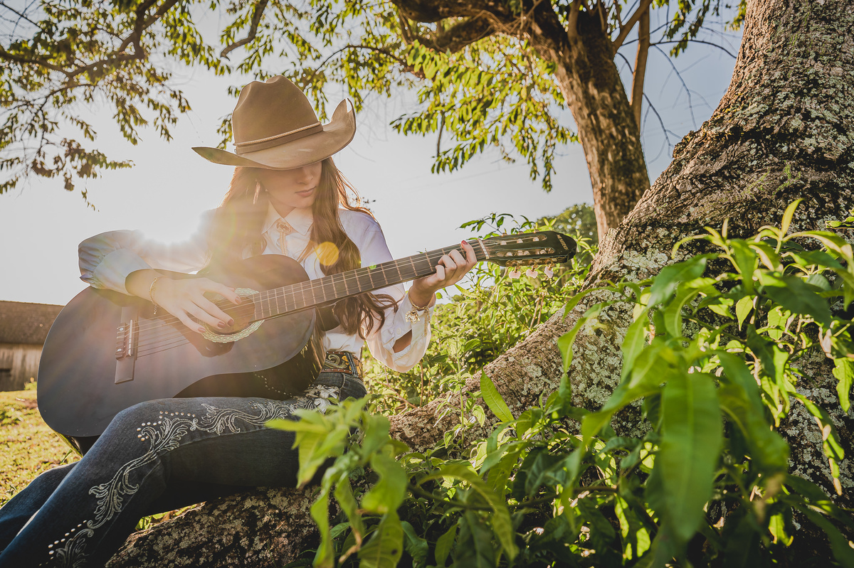 ensaio de 15 anos como tema country na fazenda