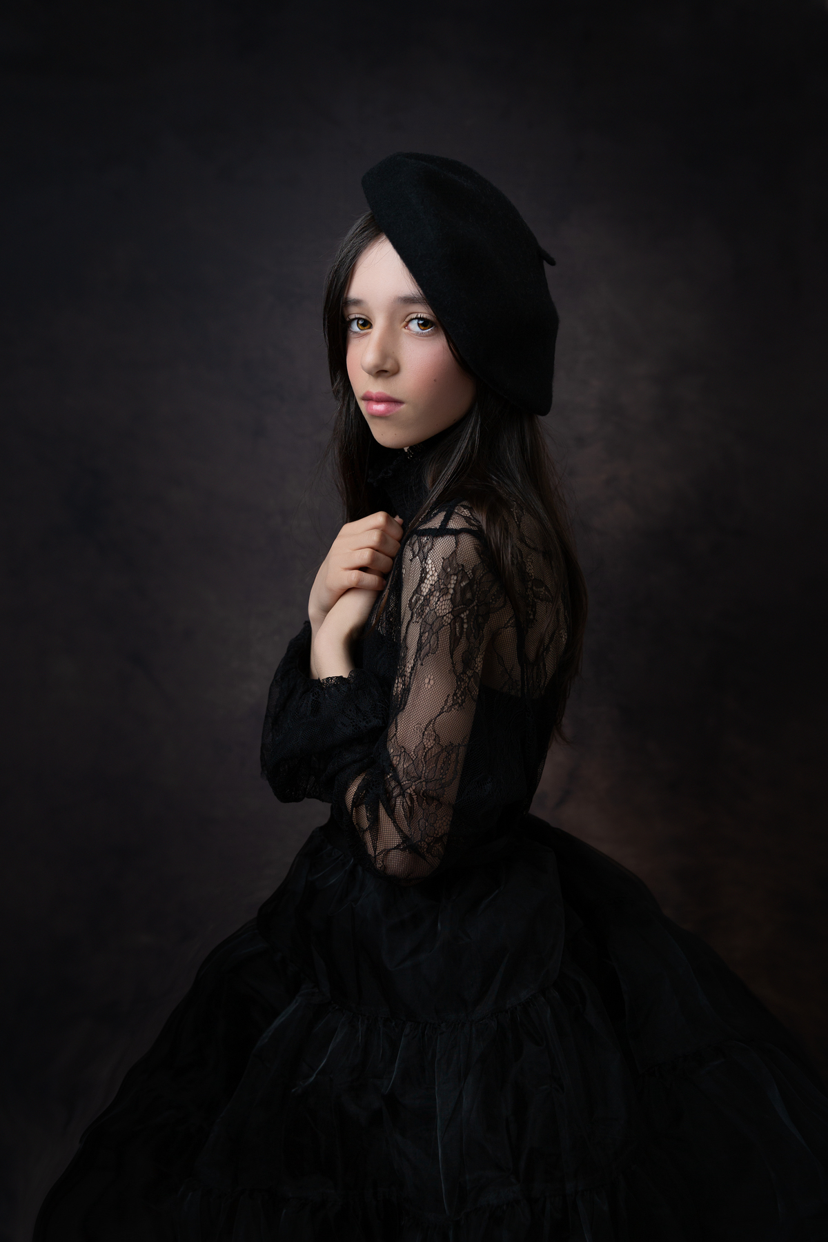 Letícia, uma menina de 13 anos que adorou a Sessão Fotográfica no estúdio de Rute Raposo fotografia e fez uns belíssimos retratos artísticos Fine art