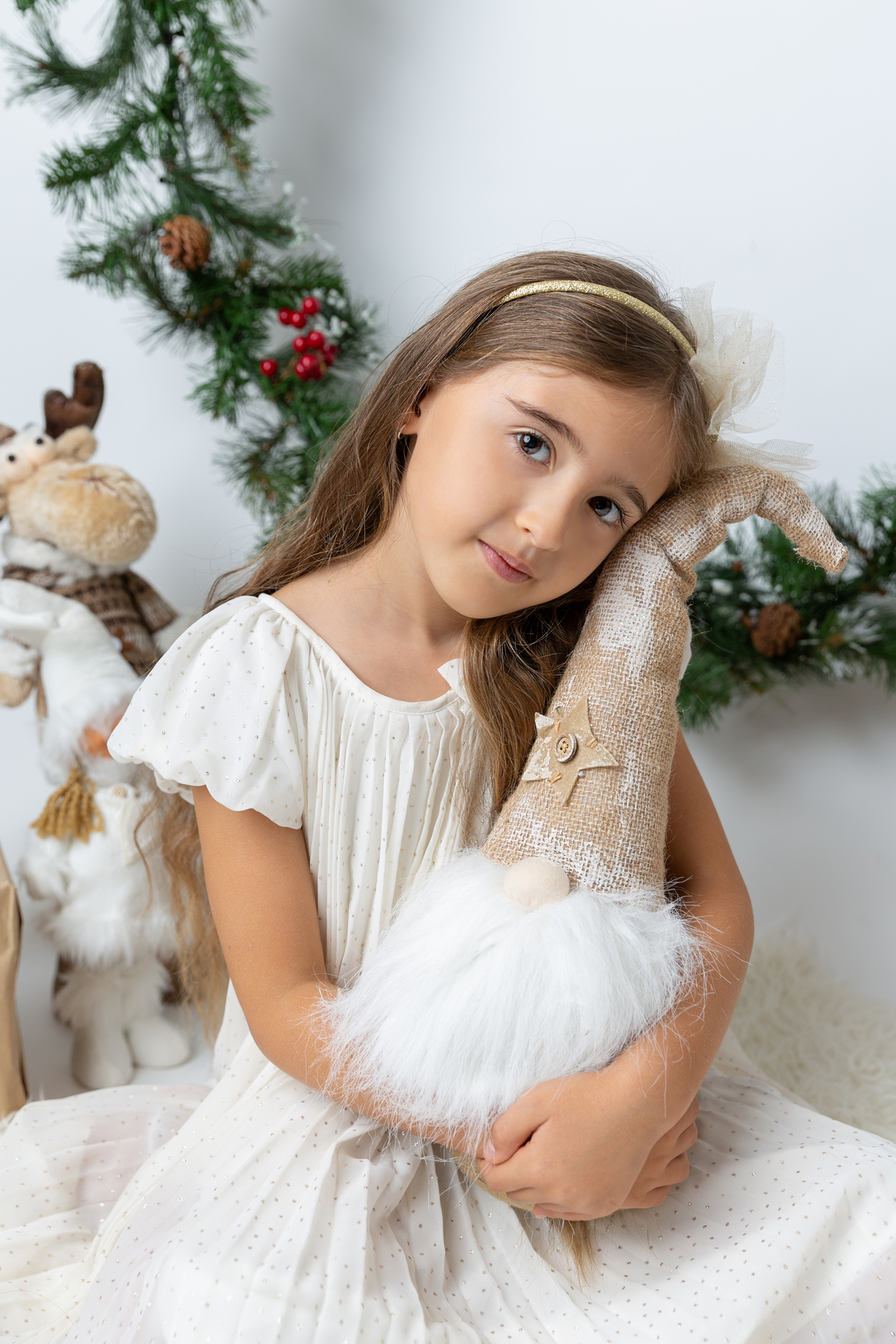 o carinho ao agarrar o Pai Natal