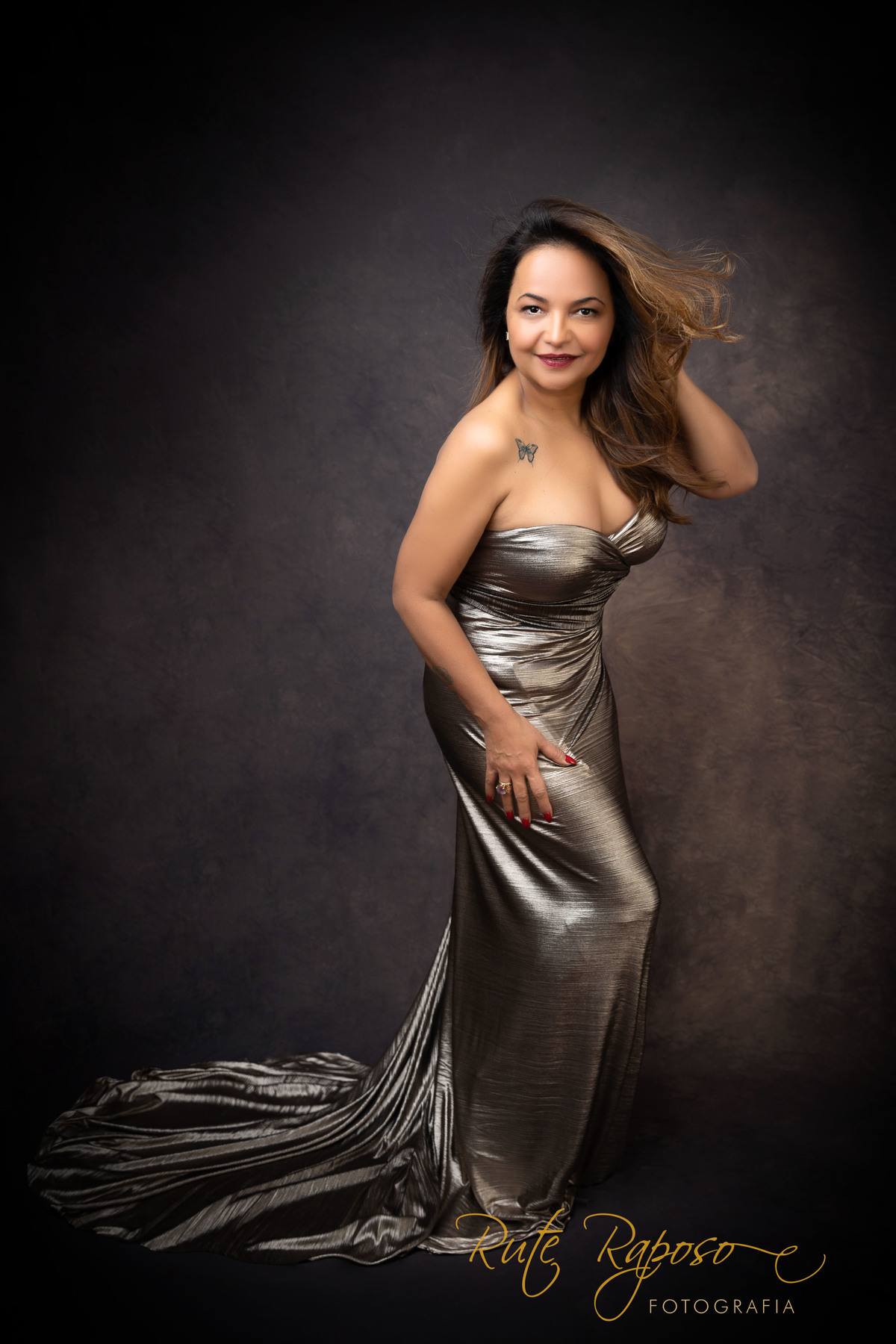 Vestido Glamour, prata e bronze