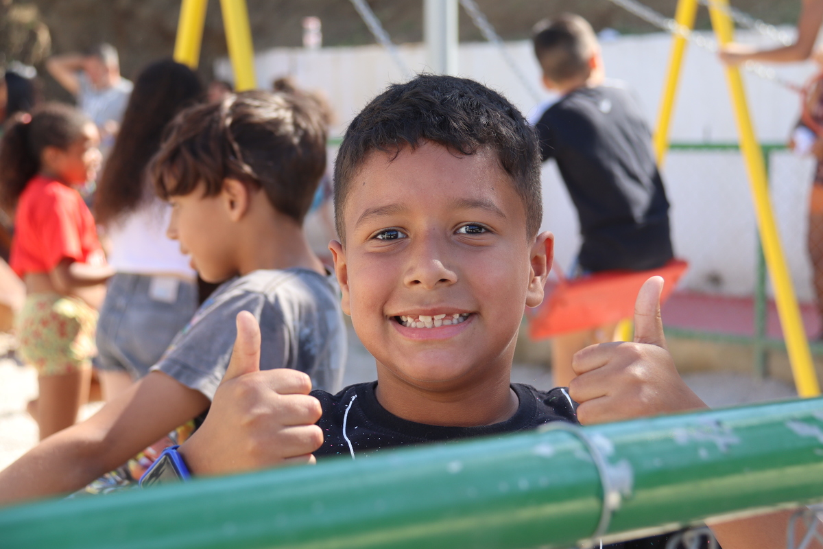 Crianças curtindo o novo espaço