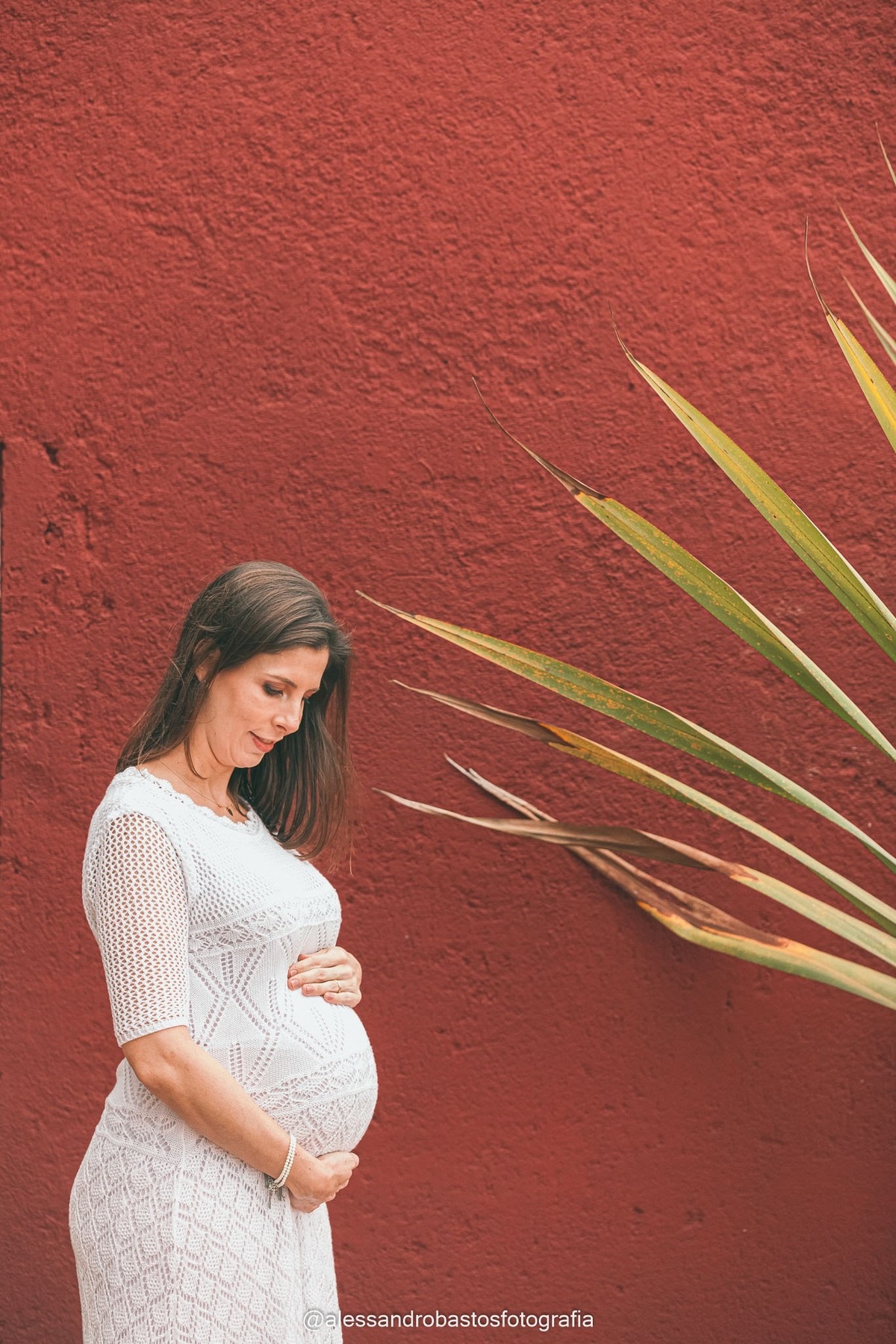 vermelha parede para foto da gestante bh topo do mundo com vegetacao ao lado