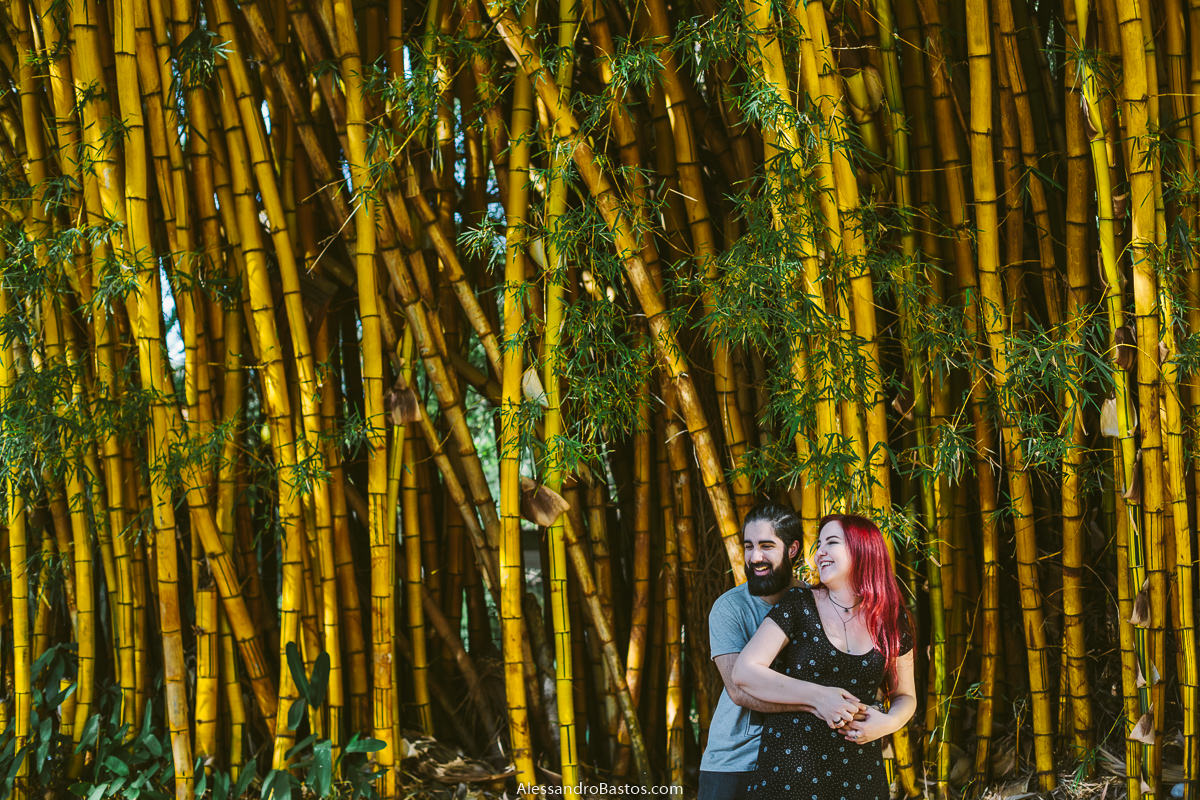 bambuzal serve de cenário para os noivos em sessão de fotografia pré-wedding em bh antes do casamento