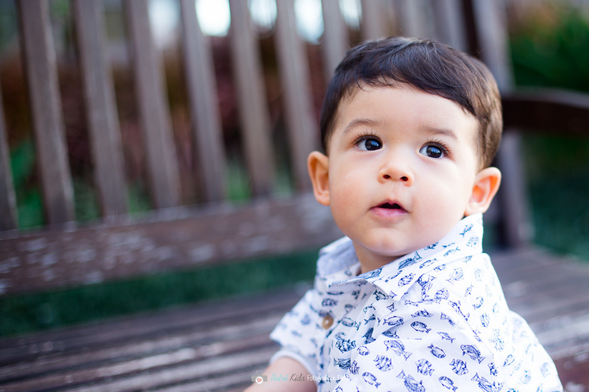 fotografia ao ar livre durante a festa infantil de 1 aninho do Guilherme