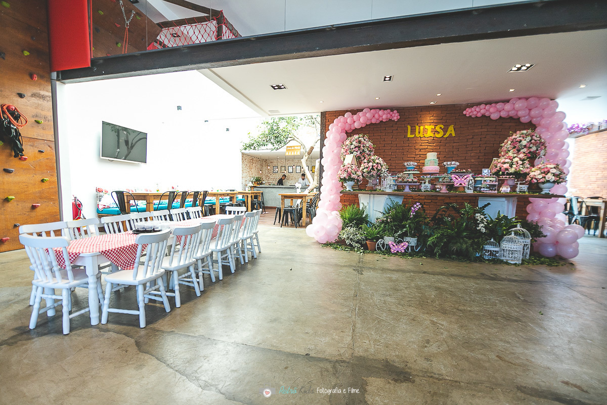 decoração completa da festa de 1 ano da Luisa no Buffet infantil em moema