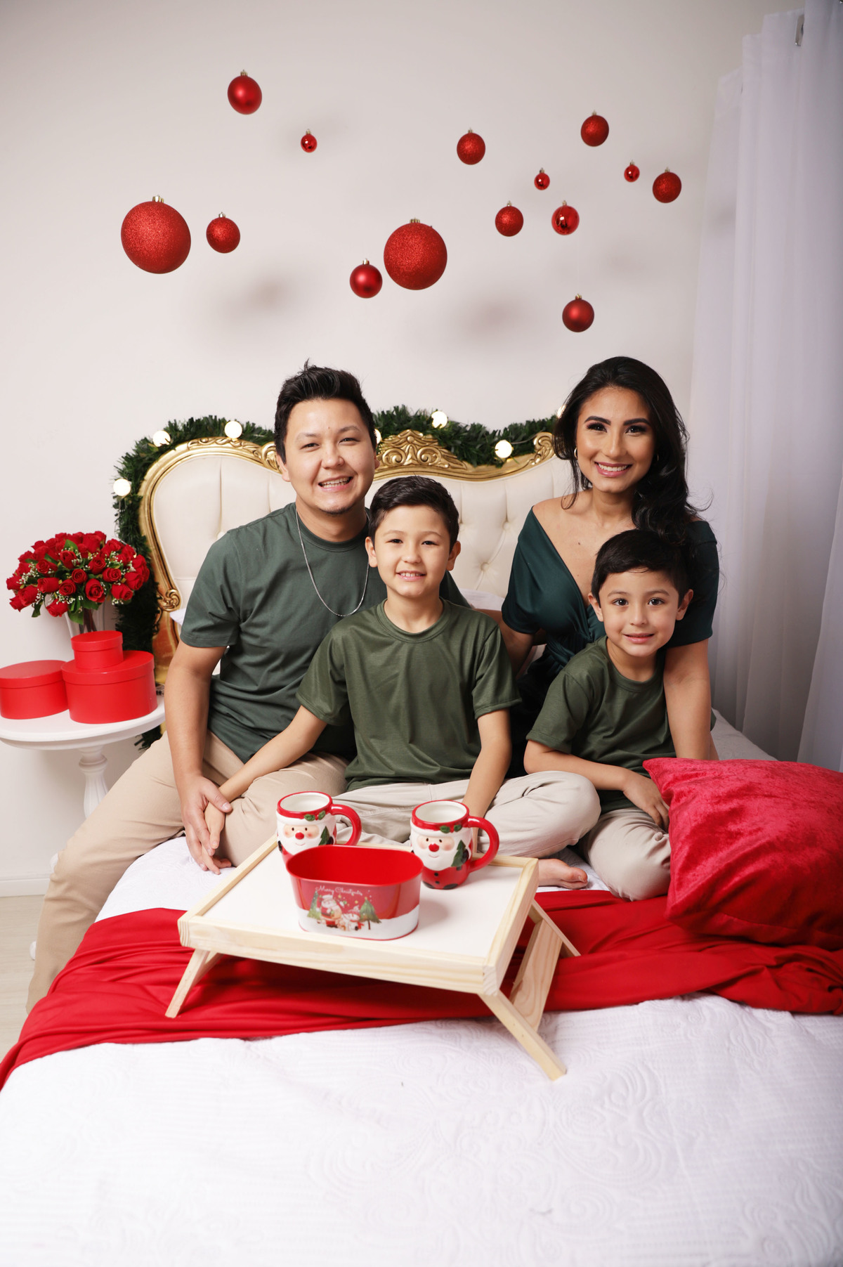 Ensaio de natal na cama 