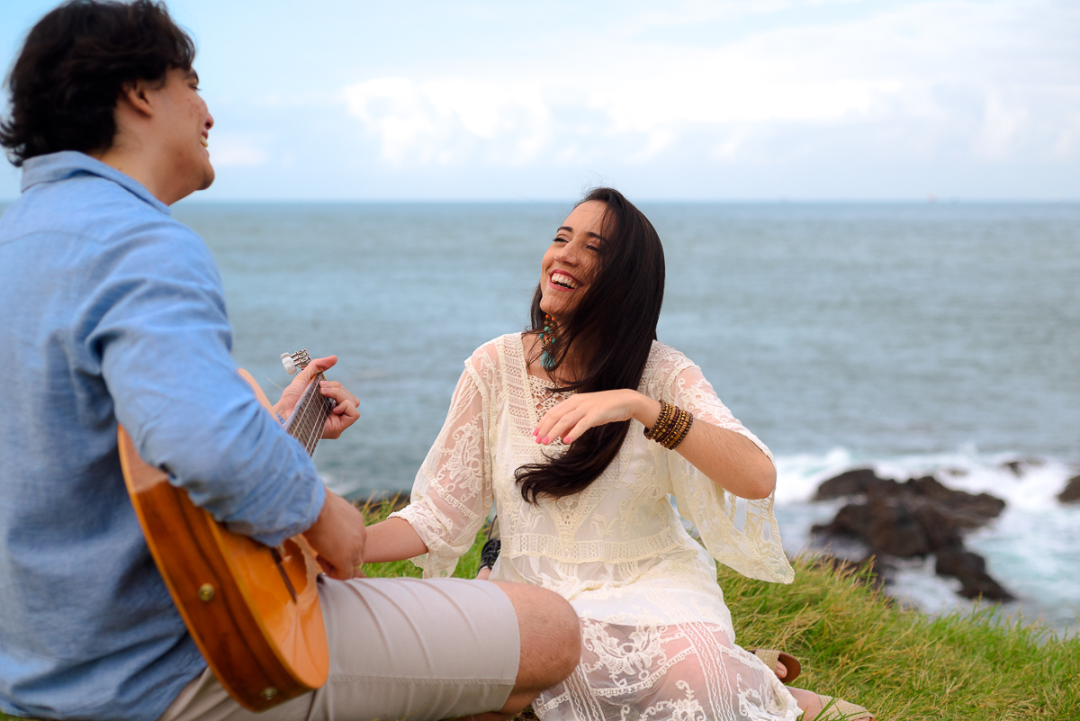 Ensaio fotográfico casal no Farol da Barra, de Lais e Rafael, em Salvador/BA, 