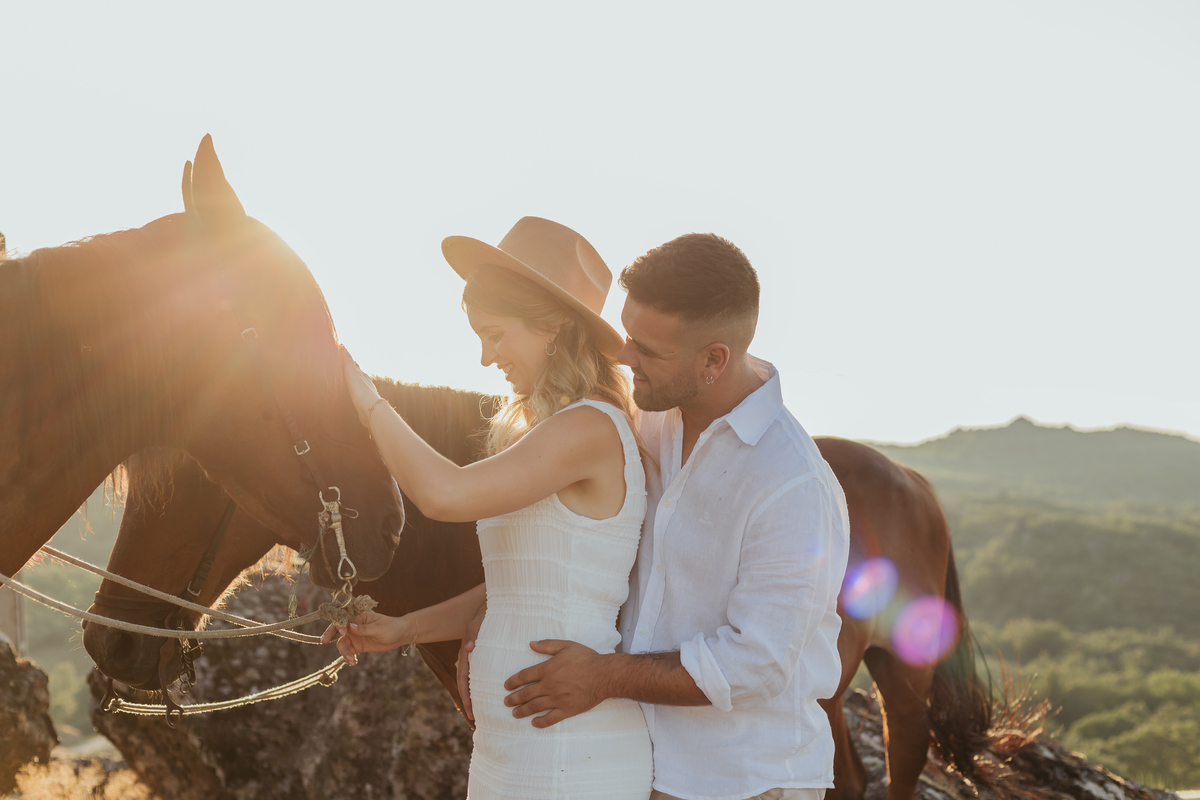 Sessão fotográfica Grávida com cavalos