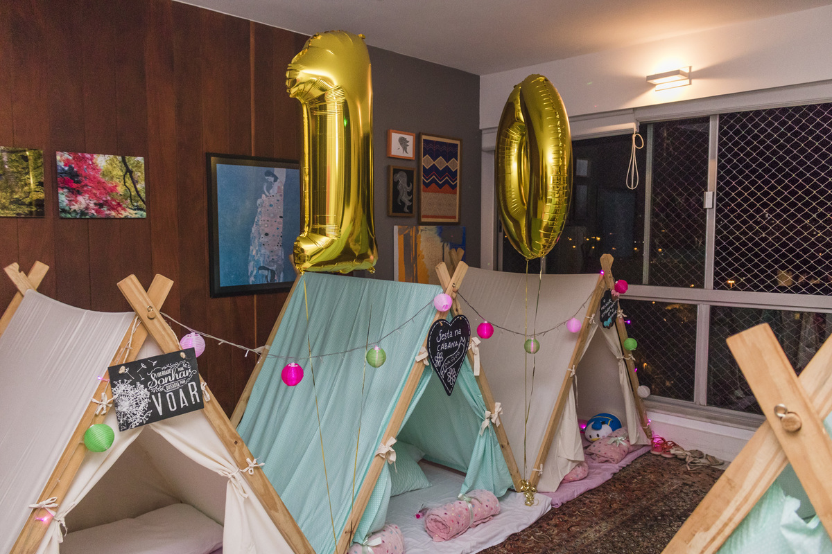 cabaninhas e decoração para a festa do pijama 