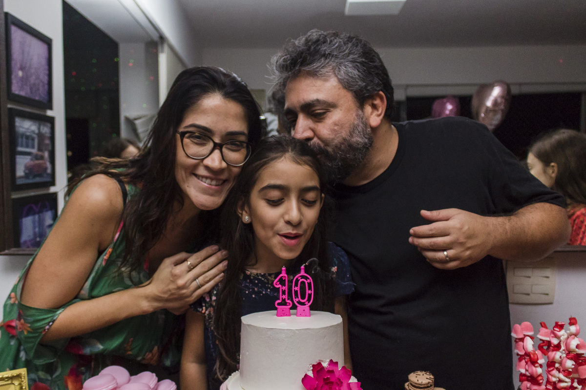 hora do parabéns da festa do pijama da Giulia